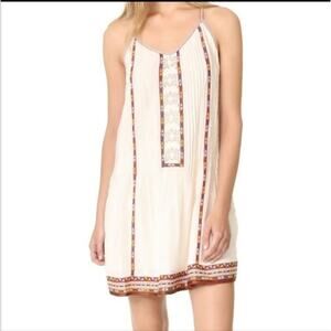 Joie Horlane V Neck Embroidered Lace Sleeveless White Ivory Mini Dress Size M